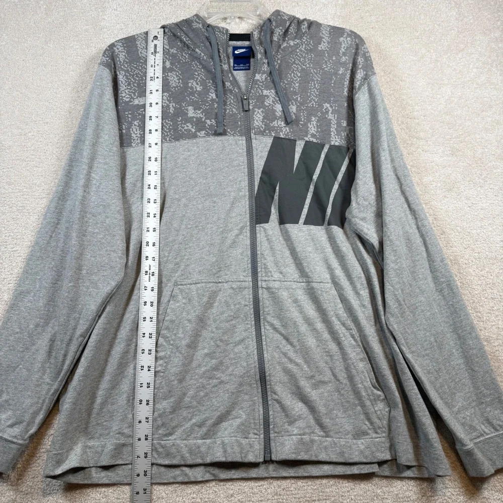 Nike Full Zip Hoodie Mens 3XL Grey Graphic Pixelated Lightweight Sportswear